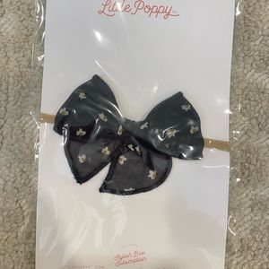 Little Poppy Co bow on nylon navy blue Claire baby girl
